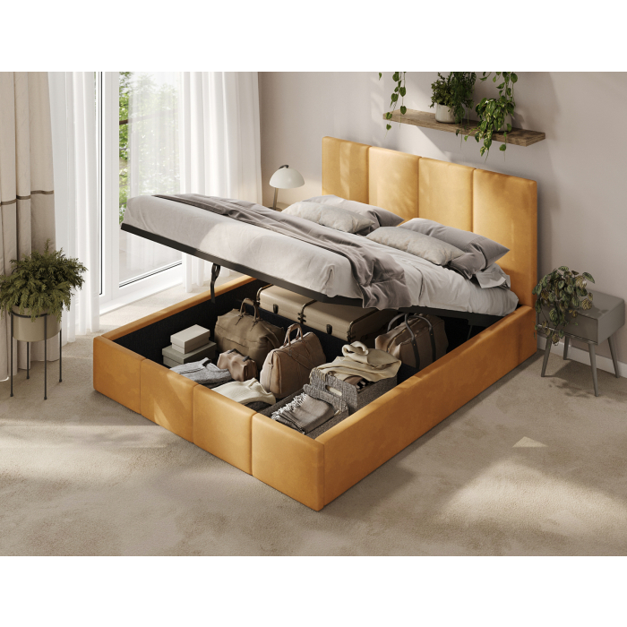 Polsterbett in Gelb für modernes Schlafzimmer